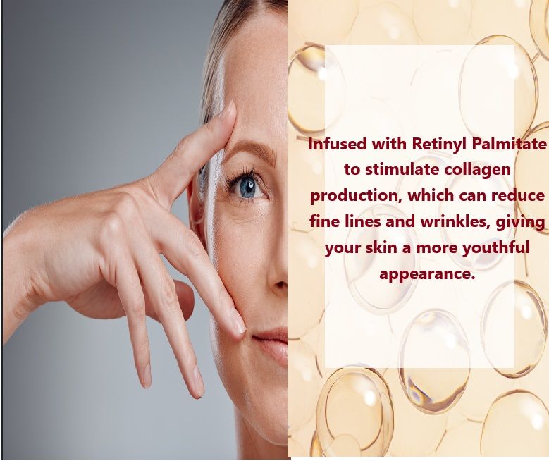 Infused with Retinyl Palmitate to stimulate collagen production, which can reduce fine lines and wrinkles, giving your skin a more youthful appearance.